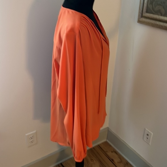 Karen Kane tangerine long sleeves Boho tie front pull over blouse top tunic XL - Picture 3 of 6